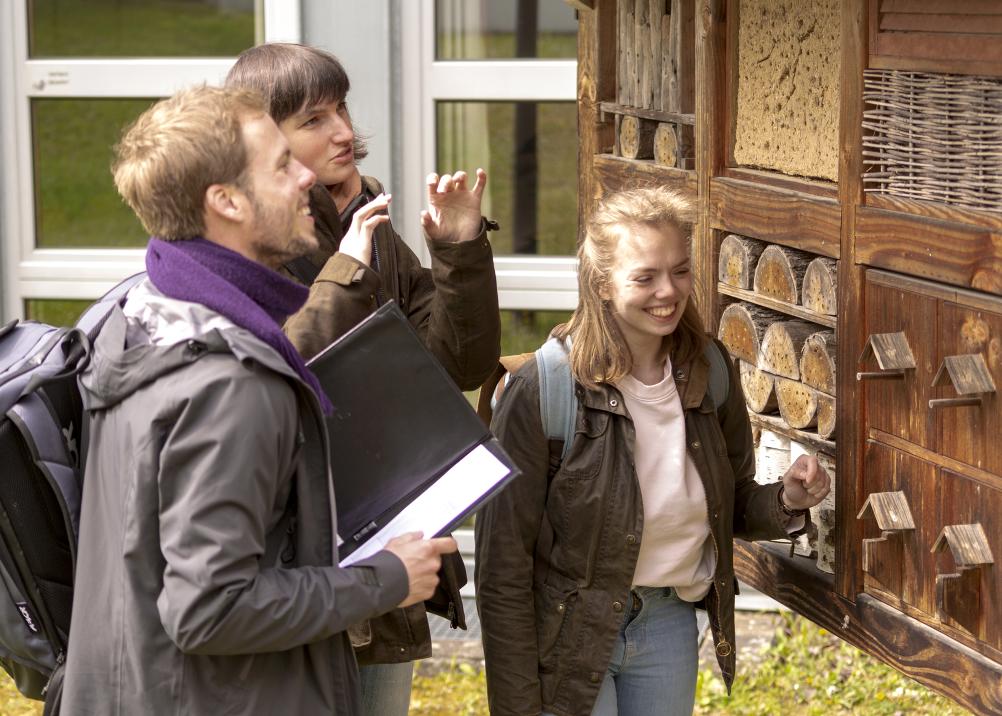 Das bereits vorhandene Insektenhotel auf dem Campus diente der Gruppe als Inspiration.